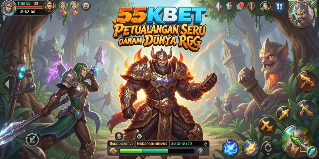 Tampilan gameplay RPG yang penuh aksi dalam 55KBET.