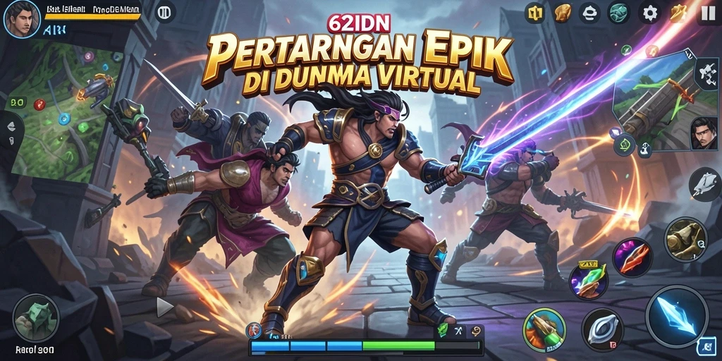 Tampilan aksi seru dari pertarungan karakter di 62IDN.