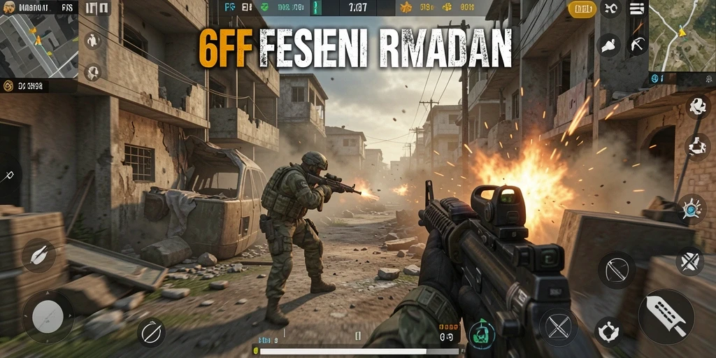 Screenshot gameplay 6CF menampilkan aksi tembak-menembak yang intens.