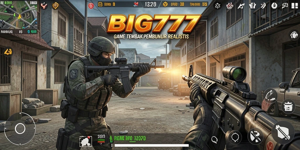 Tangkapan layar dari gameplay mendebarkan BIG777 yang menampilkan aksi tembak-menembak.