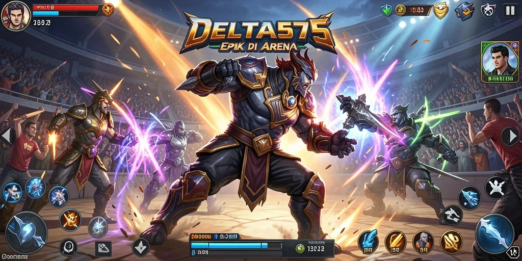 Tampilan pertarungan seru dengan karakter unik dalam DELTA575.