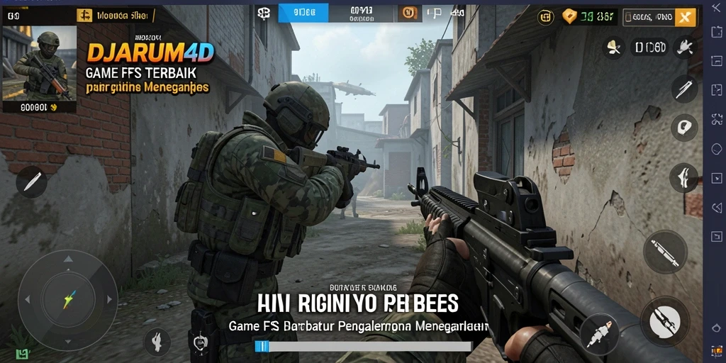 Screenshot utama DJARUM4D menampilkan aksi seru dalam pertempuran FPS.