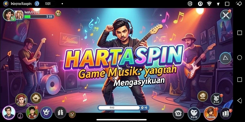 Gameplay HARTASPIN yang menampilkan interaksi musik dan permainan.