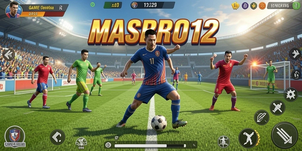 Tangkapan layar MASBRO12 menampilkan aksi seru dari lapangan olahraga.