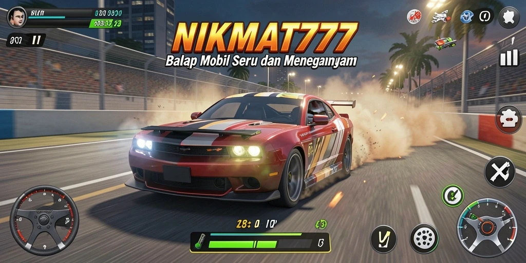 Tampilan gameplay NIKMAT777 dengan aksi balapan yang intens.